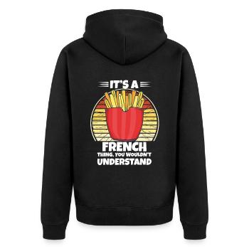 Funny Fries Funny French Fries - Unisex Premium Organic Zip Hoodie - black - Back - Nico (187cm)
