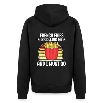 Funny Fries Funny French Fries - Unisex Premium Organic Zip Hoodie - black - Back - Nico (187cm)