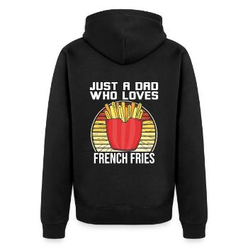 Lustige Pommes Lustig French Fries - Unisex Premium Bio Zip Hoodie - Schwarz - Hinten - Nico (187cm)