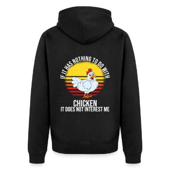 Lustiger Hühner Spruch Huhn - Unisex Premium Bio Zip Hoodie - Schwarz - Hinten - Nico (187cm)