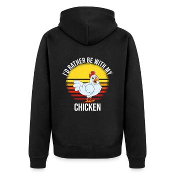 Lustiger Hühner Spruch Huhn - Unisex Premium Bio Zip Hoodie - Schwarz - Hinten - Nico (187cm)