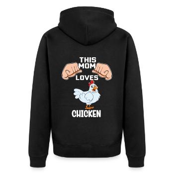 Lustiger Hühner Spruch Huhn - Unisex Premium Bio Zip Hoodie - Schwarz - Hinten - Nico (187cm)