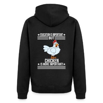 Lustiger Hühner Spruch Huhn - Unisex Premium Bio Zip Hoodie - Schwarz - Hinten - Nico (187cm)