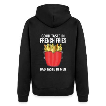 Funny Fries Funny French Fries - Unisex Premium Organic Zip Hoodie - black - Back - Nico (187cm)