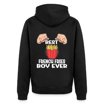 Funny Fries Funny French Fries - Unisex Premium Organic Zip Hoodie - black - Back - Nico (187cm)