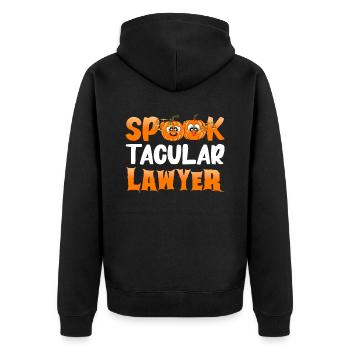 Lawyer Halloween Pumpkin - Unisex Premium Organic Zip Hoodie - black - Back - Nico (187cm)
