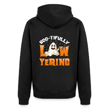 Rechtsanwalt Halloween Kürbis - Unisex Premium Bio Zip Hoodie - Schwarz - Hinten - Nico (187cm)