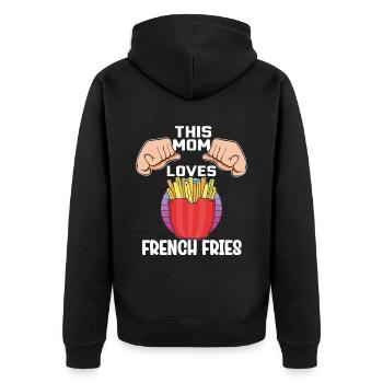 Lustige Pommes Lustig French Fries - Unisex Premium Bio Zip Hoodie - Schwarz - Hinten - Nico (187cm)