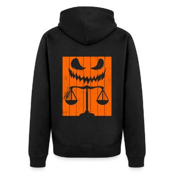 Rechtsanwalt Halloween Kürbis - Unisex Premium Bio Zip Hoodie - Schwarz - Hinten - Nico (187cm)