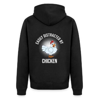 Lustiger Hühner Spruch Huhn - Unisex Premium Bio Zip Hoodie - Schwarz - Hinten - Nico (187cm)