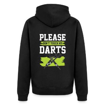 Dart funny saying - Unisex Premium Organic Zip Hoodie - black - Back - Nico (187cm)