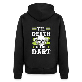 Dart funny saying - Unisex Premium Organic Zip Hoodie - black - Back - Nico (187cm)