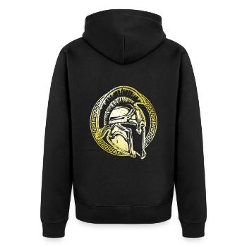 Casque Spartan Symbole d’or Gladiateur guerrier - Veste à capuche bio Premium Unisexe - noir - Dos - Nico (187cm)