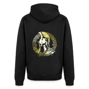 Sparta Helmet Gold Symbol Warrior Logo Gladiator - Unisex Premium Organic Zip Hoodie - black - Back - Nico (187cm)