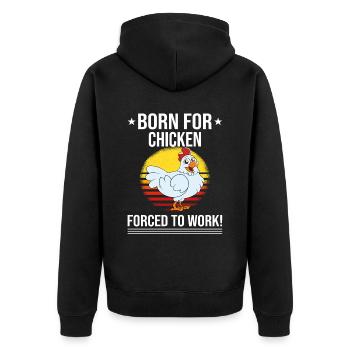 Lustiger Hühner Spruch Huhn - Unisex Premium Bio Zip Hoodie - Schwarz - Hinten - Nico (187cm)