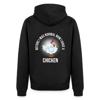 Funny Chicken Saying Chicken - Unisex Premium Organic Zip Hoodie - black - Back - Nico (187cm)