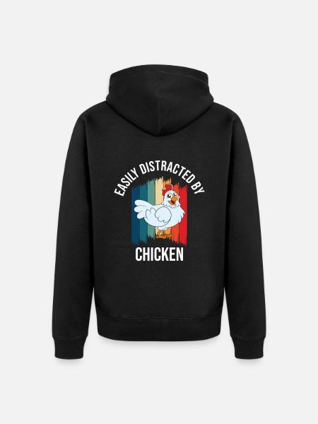 Funny Chicken Saying Chicken - Unisex Premium Organic Zip Hoodie - black