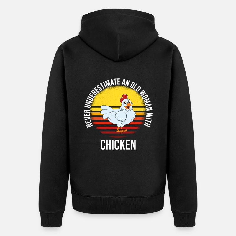 Drôle de poulet disant poulet - Veste à capuche bio Premium Unisexe - noir
