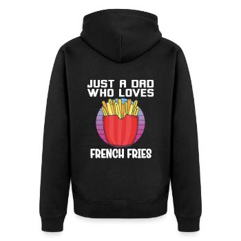 Lustige Pommes Lustig French Fries - Unisex Premium Bio Zip Hoodie - Schwarz - Hinten - Nico (187cm)