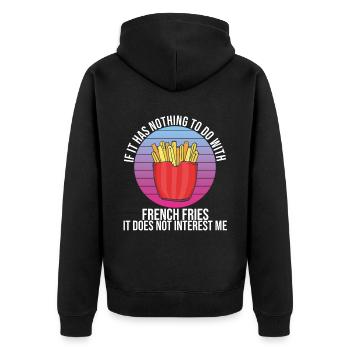 Lustige Pommes Lustig French Fries - Unisex Premium Bio Zip Hoodie - Schwarz - Hinten - Nico (187cm)