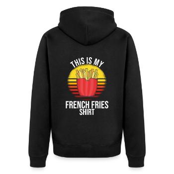 Lustige Pommes Lustig French Fries - Unisex Premium Bio Zip Hoodie - Schwarz - Hinten - Nico (187cm)