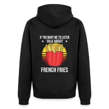 Lustige Pommes Lustig French Fries - Unisex Premium Bio Zip Hoodie - Schwarz - Hinten - Nico (187cm)