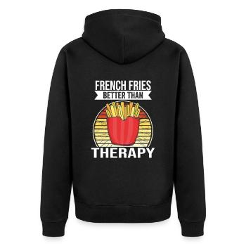 Lustige Pommes Lustig French Fries - Unisex Premium Bio Zip Hoodie - Schwarz - Hinten - Nico (187cm)