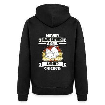 Lustiger Hühner Spruch Huhn - Unisex Premium Bio Zip Hoodie - Schwarz - Hinten - Nico (187cm)