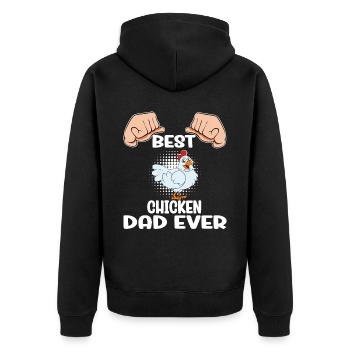 Lustiger Hühner Spruch Huhn - Unisex Premium Bio Zip Hoodie - Schwarz - Hinten - Nico (187cm)