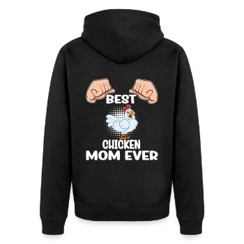 Lustiger Hühner Spruch Huhn - Unisex Premium Bio Zip Hoodie - Schwarz - Hinten - Nico (187cm)