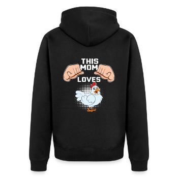 Lustiger Hühner Spruch Huhn - Unisex Premium Bio Zip Hoodie - Schwarz - Hinten - Nico (187cm)