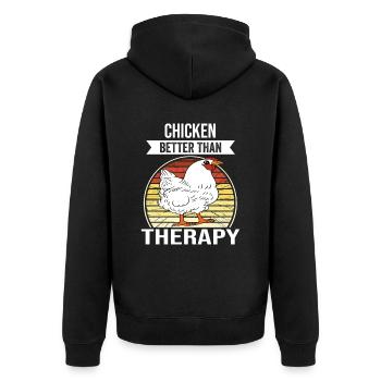 Lustiger Hühner Spruch Huhn - Unisex Premium Bio Zip Hoodie - Schwarz - Hinten - Nico (187cm)
