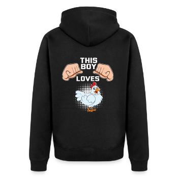 Lustiger Hühner Spruch Huhn - Unisex Premium Bio Zip Hoodie - Schwarz - Hinten - Nico (187cm)