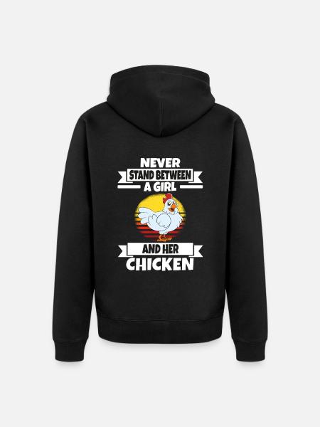 Funny Chicken Saying Chicken - Unisex Premium Organic Zip Hoodie - black