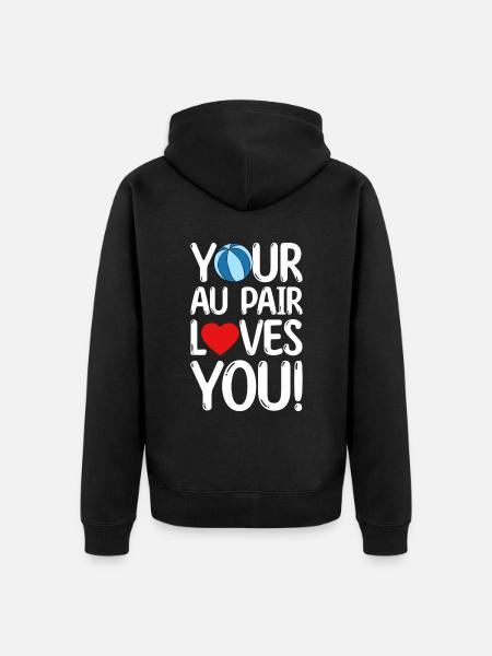 Au Pair Girl Kindergarten Nanny - Unisex Premium Organic Zip Hoodie - black