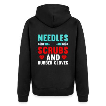 Funny Nurse Gifts - Unisex Premium Organic Zip Hoodie - black - Back - Nico (187cm)