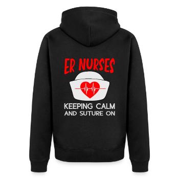 Lustige Krankenschwester Geschenke - Unisex Premium Bio Zip Hoodie - Schwarz - Hinten - Nico (187cm)