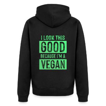 Look Good Vegan - Unisex Premium Organic Zip Hoodie - black - Back - Nico (187cm)