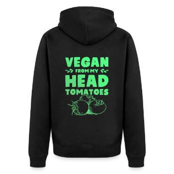 tomate vegan - Unisex Premium Bio Zip Hoodie - Schwarz - Hinten - Nico (187cm)
