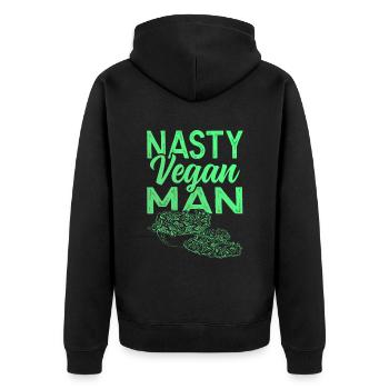 Homme végétalien - Veste à capuche bio Premium Unisexe - noir - Dos - Nico (187cm)