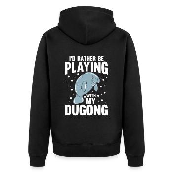 Dugong Manatees Manatee - Unisex Premium Organic Zip Hoodie - black - Back - Nico (187cm)