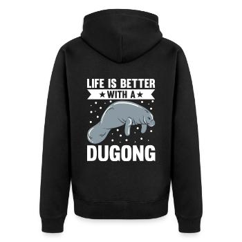 Dugong Manatees Manatee - Unisex Premium Organic Zip Hoodie - black - Back - Nico (187cm)