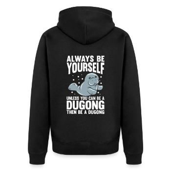 Dugong Manatees Manatee - Unisex Premium Organic Zip Hoodie - black - Back - Nico (187cm)