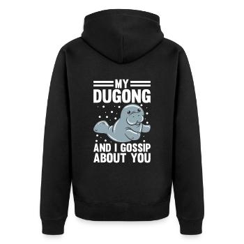 Dugong Manatees Manatee - Unisex Premium Organic Zip Hoodie - black - Back - Nico (187cm)