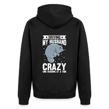 Dugong Manatees Manatee - Unisex Premium Organic Zip Hoodie - black - Back - Nico (187cm)