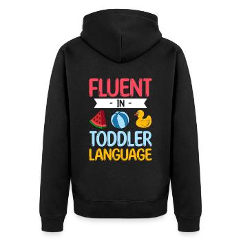Au Pair Mädchen Kindergarten Nanny - Unisex Premium Bio Zip Hoodie - Schwarz - Hinten - Nico (187cm)