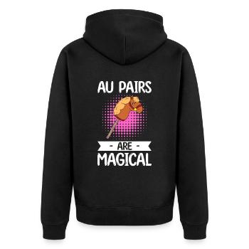 Au Pair Mädchen Kindergarten Nanny - Unisex Premium Bio Zip Hoodie - Schwarz - Hinten - Nico (187cm)