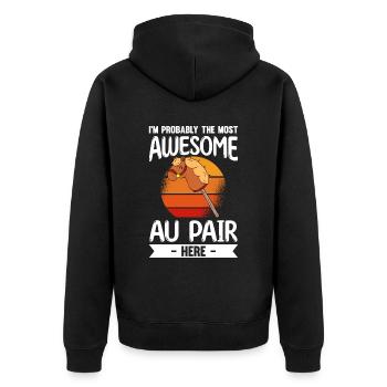 Au Pair Mädchen Kindergarten Nanny - Unisex Premium Bio Zip Hoodie - Schwarz - Hinten - Nico (187cm)