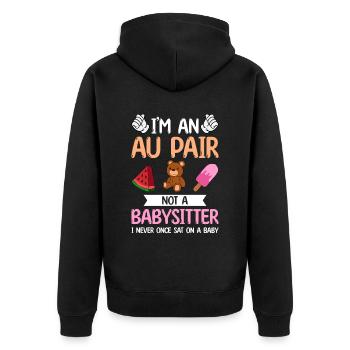 Au Pair Mädchen Kindergarten Nanny - Unisex Premium Bio Zip Hoodie - Schwarz - Hinten - Nico (187cm)