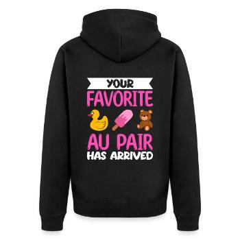 Au Pair Mädchen Kindergarten Nanny - Unisex Premium Bio Zip Hoodie - Schwarz - Hinten - Nico (187cm)